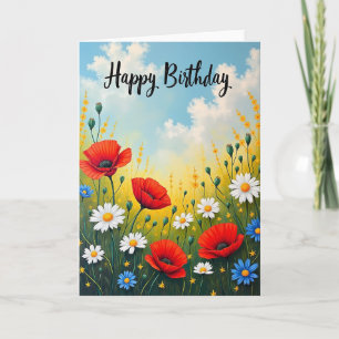 Tarjeta de cumpleaños floral alegre