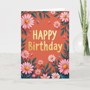 Tarjeta de cumpleaños floral alegre