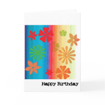 Tarjeta de cumpleaños - floral (azul, naranja)