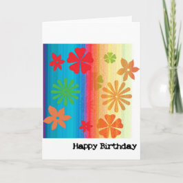 Tarjeta de cumpleaños - floral (azul, naranja)
