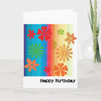 Tarjeta de cumpleaños - floral (azul, naranja)