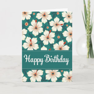 Tarjeta de cumpleaños floral azul turquesa