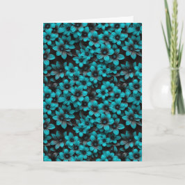 Tarjeta de cumpleaños floral azul verdoso