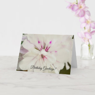 Tarjeta de cumpleaños floral blanca y rosa