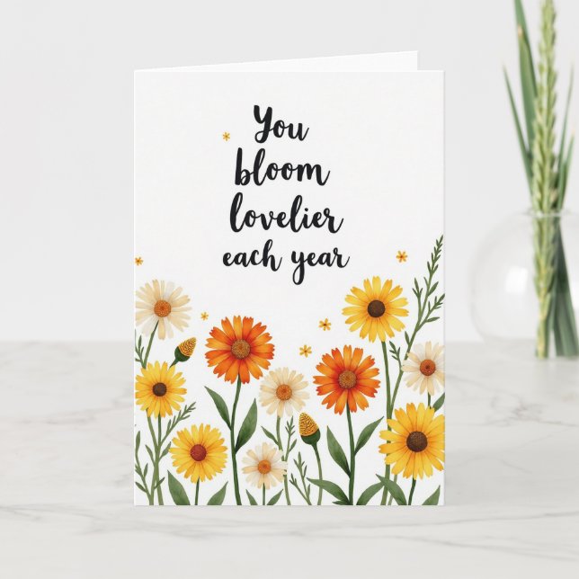 Tarjeta de Cumpleaños Floral Bloom (Anverso)
