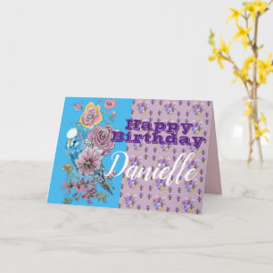 Tarjeta de cumpleaños floral Blue Budgie Watercolo