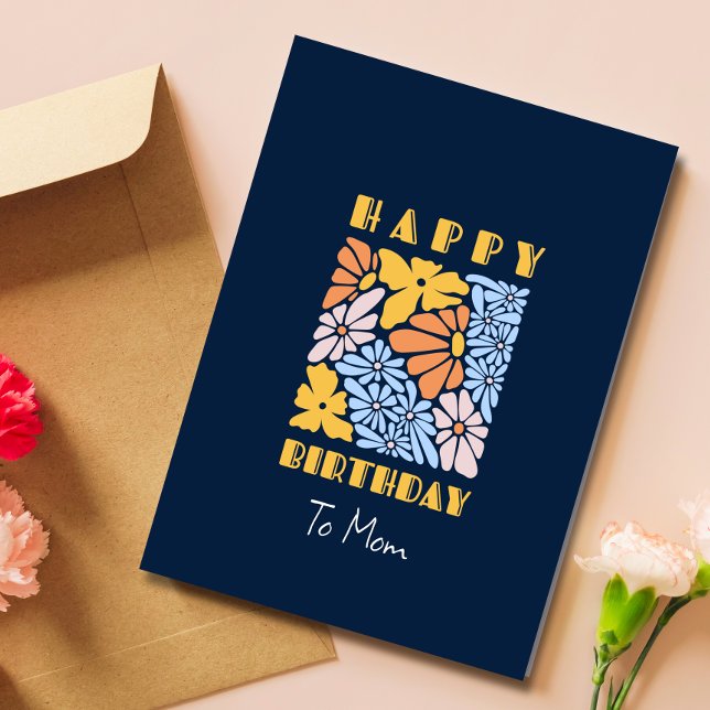 Tarjeta de cumpleaños floral Boho azul (Subido por el creador)