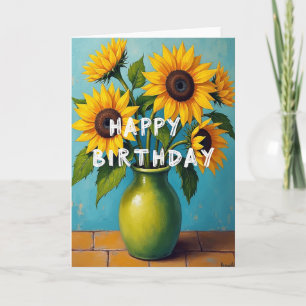 Tarjeta de cumpleaños floral brillante