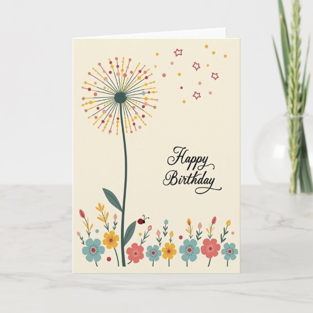 Tarjeta de cumpleaños Floral Burst (Anverso)