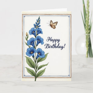 Tarjeta de cumpleaños floral cerúlea