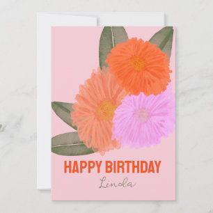 Tarjeta de cumpleaños floral colorida acuarela nar