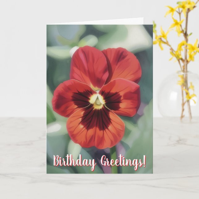 Tarjeta de cumpleaños floral con arte de flor de p (flor amarilla)