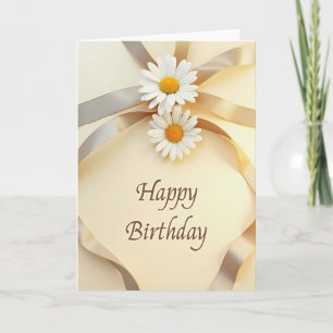 Tarjeta de cumpleaños floral cremosa