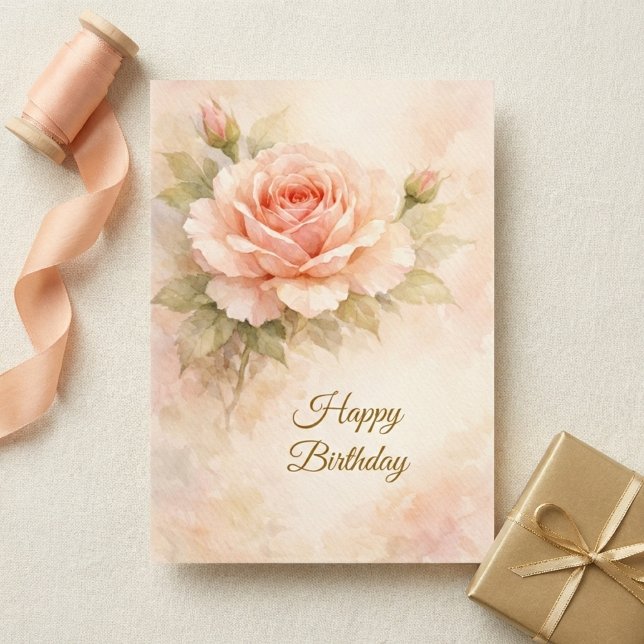 Tarjeta de cumpleaños floral cristiana Rosa Blush (Subido por el creador)