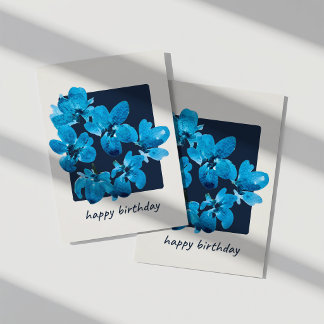 Tarjeta de cumpleaños floral de acuarela azul capr