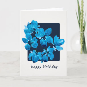 Tarjeta de cumpleaños floral de acuarela azul capr