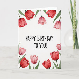 Tarjeta de cumpleaños floral de acuarela dulce