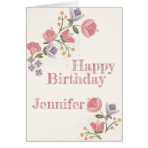 Tarjeta de cumpleaños floral de arte popular