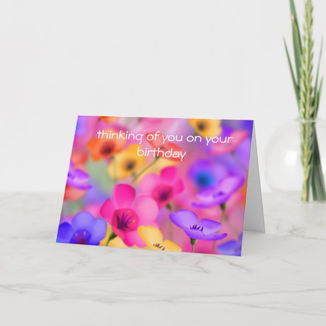 Tarjeta de cumpleaños floral de bonito (Anverso)