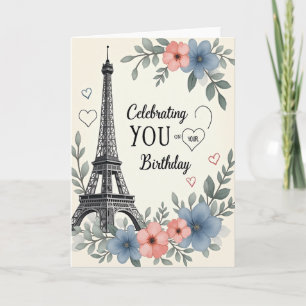 Tarjeta de cumpleaños floral de celosía