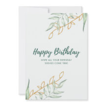 Tarjeta de cumpleaños floral de elegante vegetació