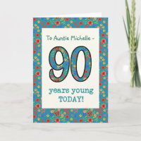 Tarjeta de cumpleaños floral de encargo 90 años de