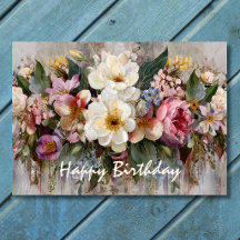 Tarjeta de cumpleaños floral de flores silvestres