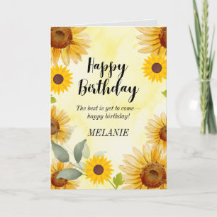Tarjeta de cumpleaños floral de girasol