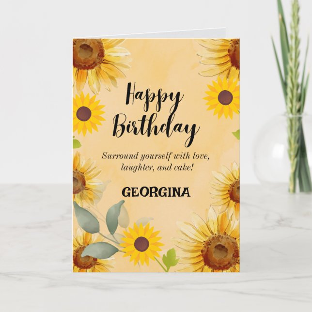 Tarjeta de cumpleaños floral de girasol (Anverso)