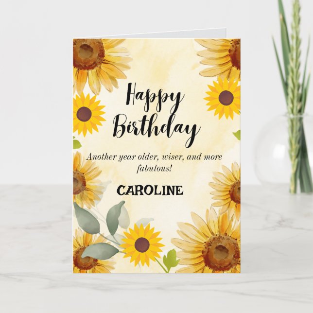 Tarjeta de cumpleaños floral de girasol (Anverso)