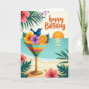 Tarjeta de cumpleaños floral de hibisco