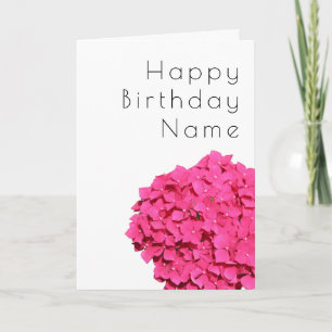 Tarjeta de cumpleaños floral de hortensia rosa con