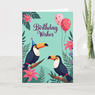 Tarjeta de cumpleaños floral de la selva