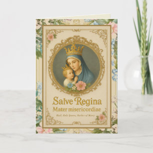 Tarjeta de cumpleaños floral de la Virgen María ca