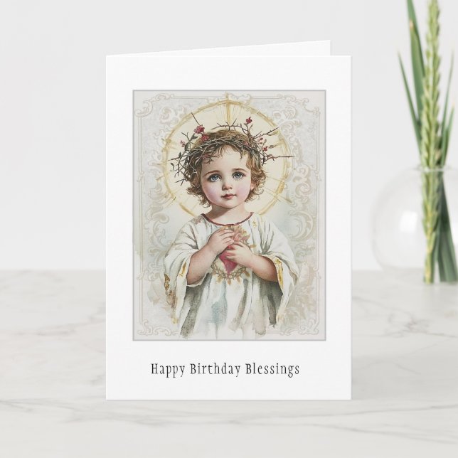 Tarjeta de cumpleaños floral de la Virgen María ca (Anverso)
