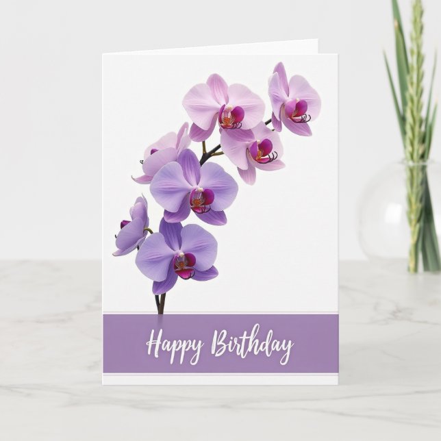 Tarjeta de cumpleaños floral de lila (Anverso)
