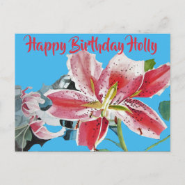 Tarjeta de cumpleaños floral de lirio rojo bonito 