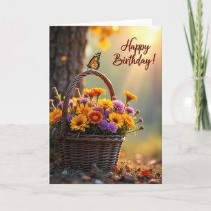 Tarjeta de cumpleaños floral de otoño