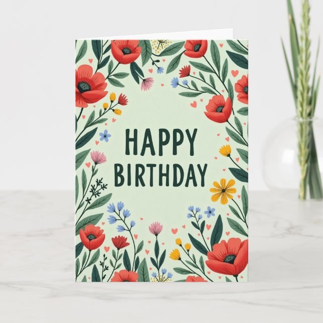 Tarjeta de cumpleaños floral de primavera (Anverso)