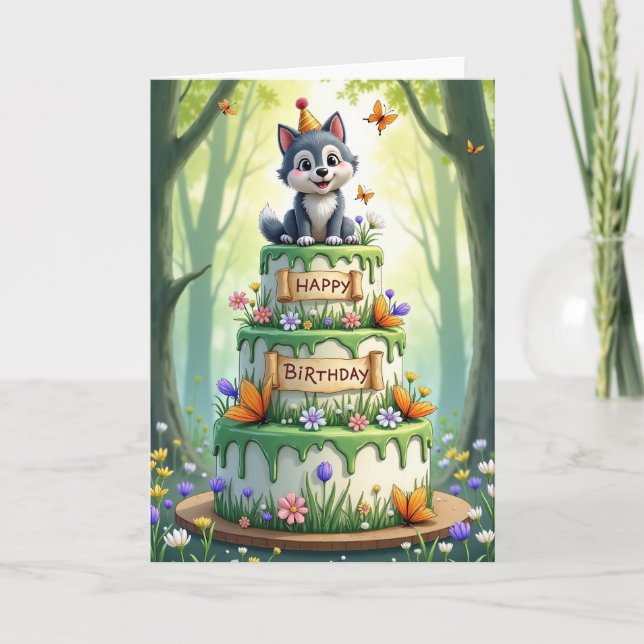 Tarjeta de cumpleaños floral del bosque (Anverso)