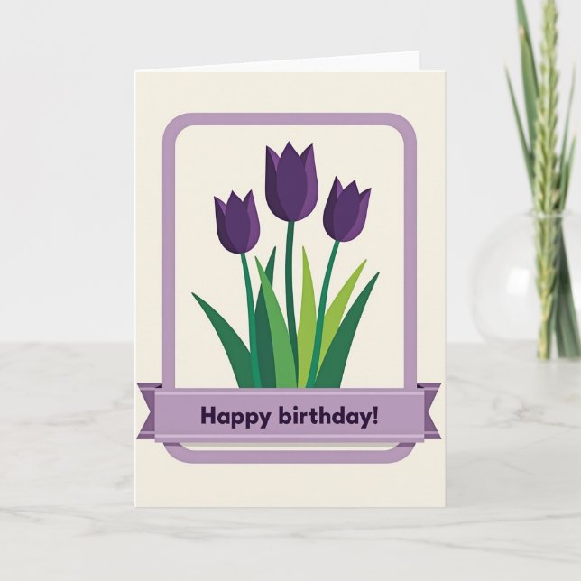 Tarjeta de cumpleaños floral elegante (Anverso)