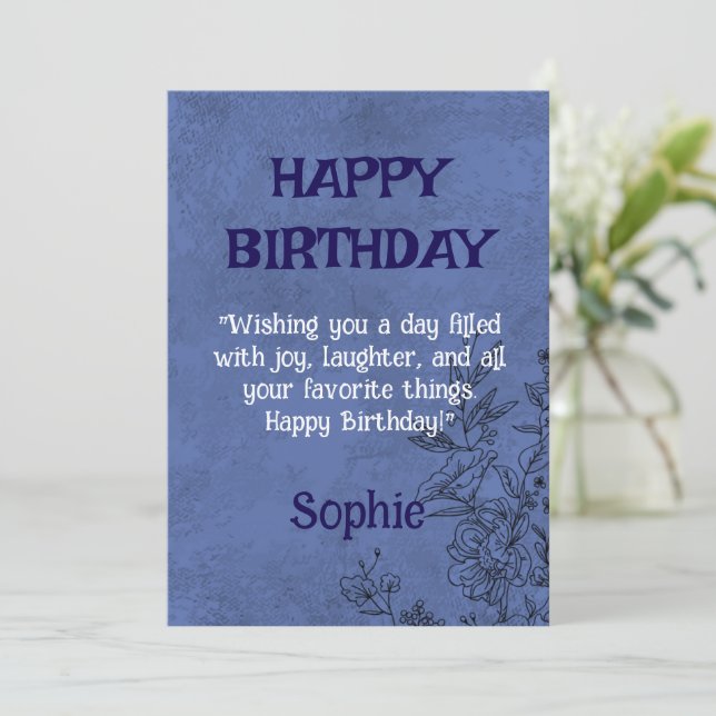 Tarjeta de cumpleaños floral elegante (Anverso de pie)