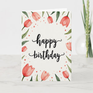 Tarjeta de cumpleaños floral elegante con acuarela