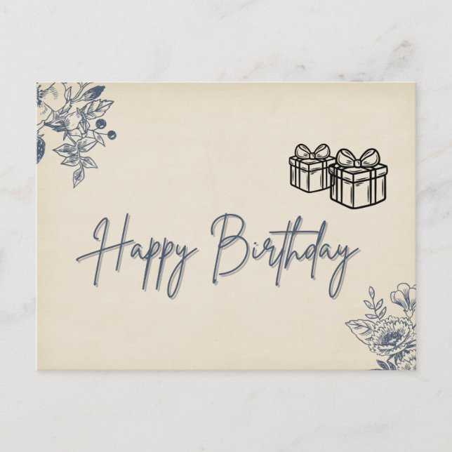 Tarjeta de cumpleaños floral elegante - Floral del (Anverso)