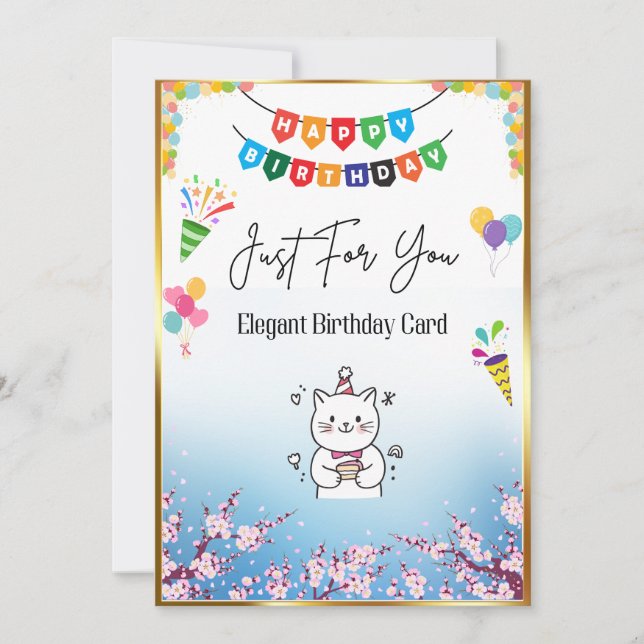 Tarjeta de cumpleaños floral elegante para ella. (Anverso)