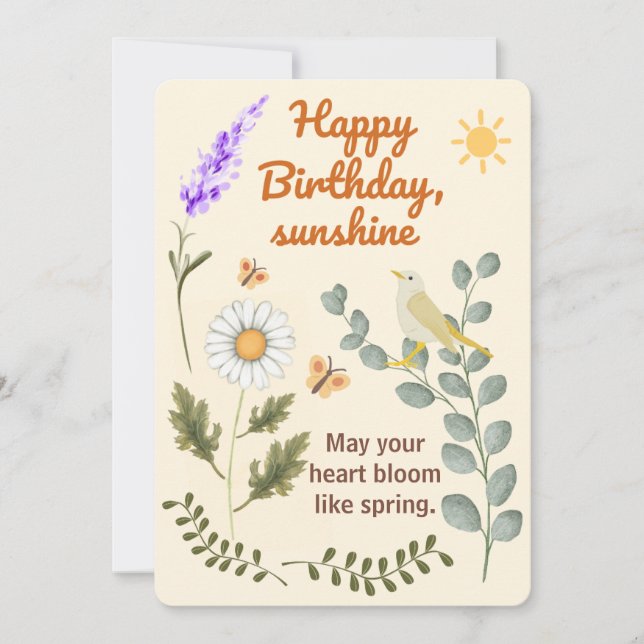 Tarjeta de cumpleaños floral elegante - Tema de ja (Anverso)