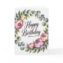 Tarjeta de cumpleaños floral en acuarela pastel pa