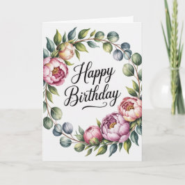 Tarjeta de cumpleaños floral en acuarela pastel pa