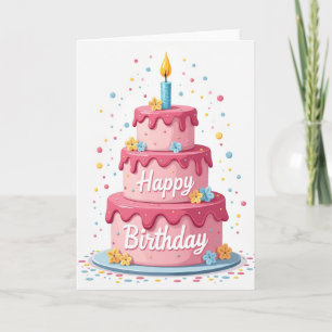 Tarjeta de cumpleaños floral escalonada