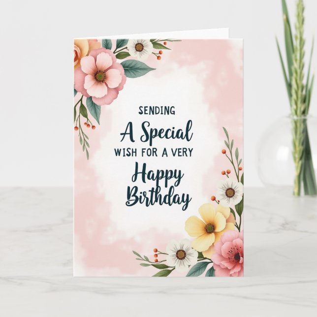 Tarjeta de cumpleaños floral especial (Anverso)